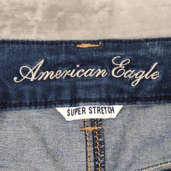 AEO American Eagle Low Rise Denim Shorts Distressed Cut Off Super Stretch - Picture 5 of 10